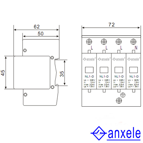 NL1-D20 4P Surge Protection Device